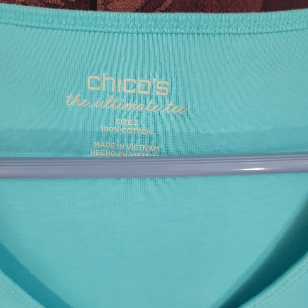 Chico's Size 2 Turquoise Tank Top - Picture 2 of 2